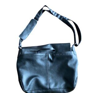 Kenneth Cole Reaction Black Leather Messenger Bag With Adjustable Strap